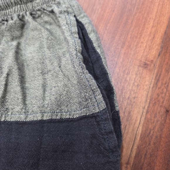 Bohemian Style Harem Pants Patchwork Design Elastic Waist With Drawstring. OS - Picture 3 of 9